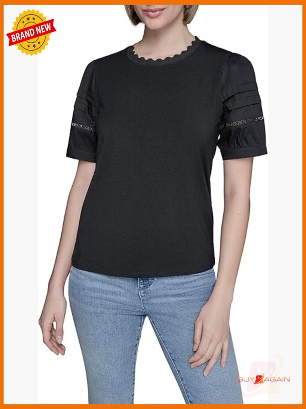 Pull On Blouse With Fun Sleeves And Collar, Classic Fit, Cotton Modal Blend